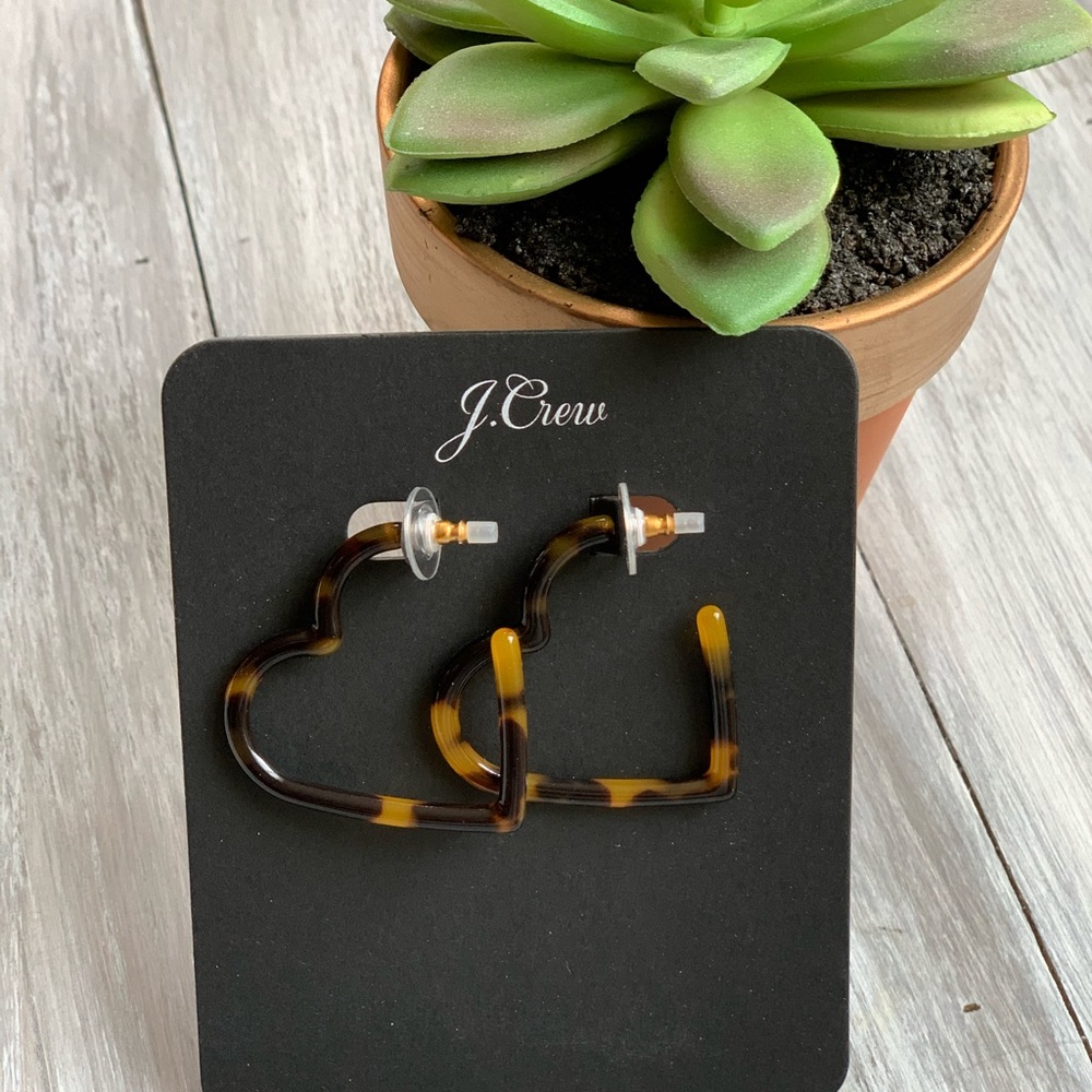 J. Crew Tortoise Heart Hoop Earring